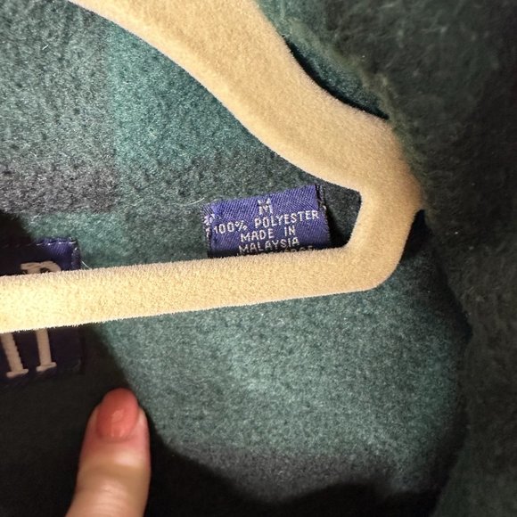 GAP Green/Black Plaid Full Zip Fleece Vest Men's Medium - Picture 3 of 4